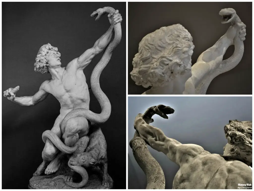 Man Fighting a Snake Statue by Gabriel Jules Thomas