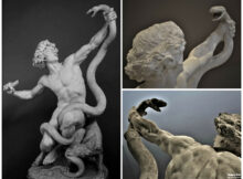 Man Fighting Snake Statue