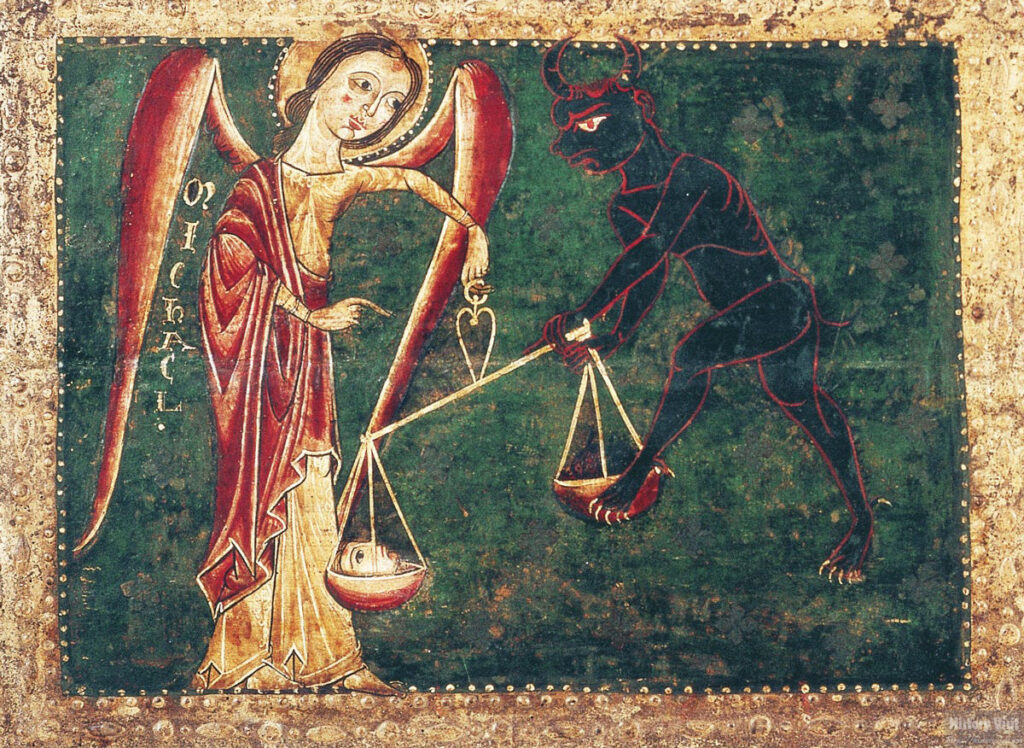 13th-century Romanesque painting, titled "Altar Frontal of the Archangels"